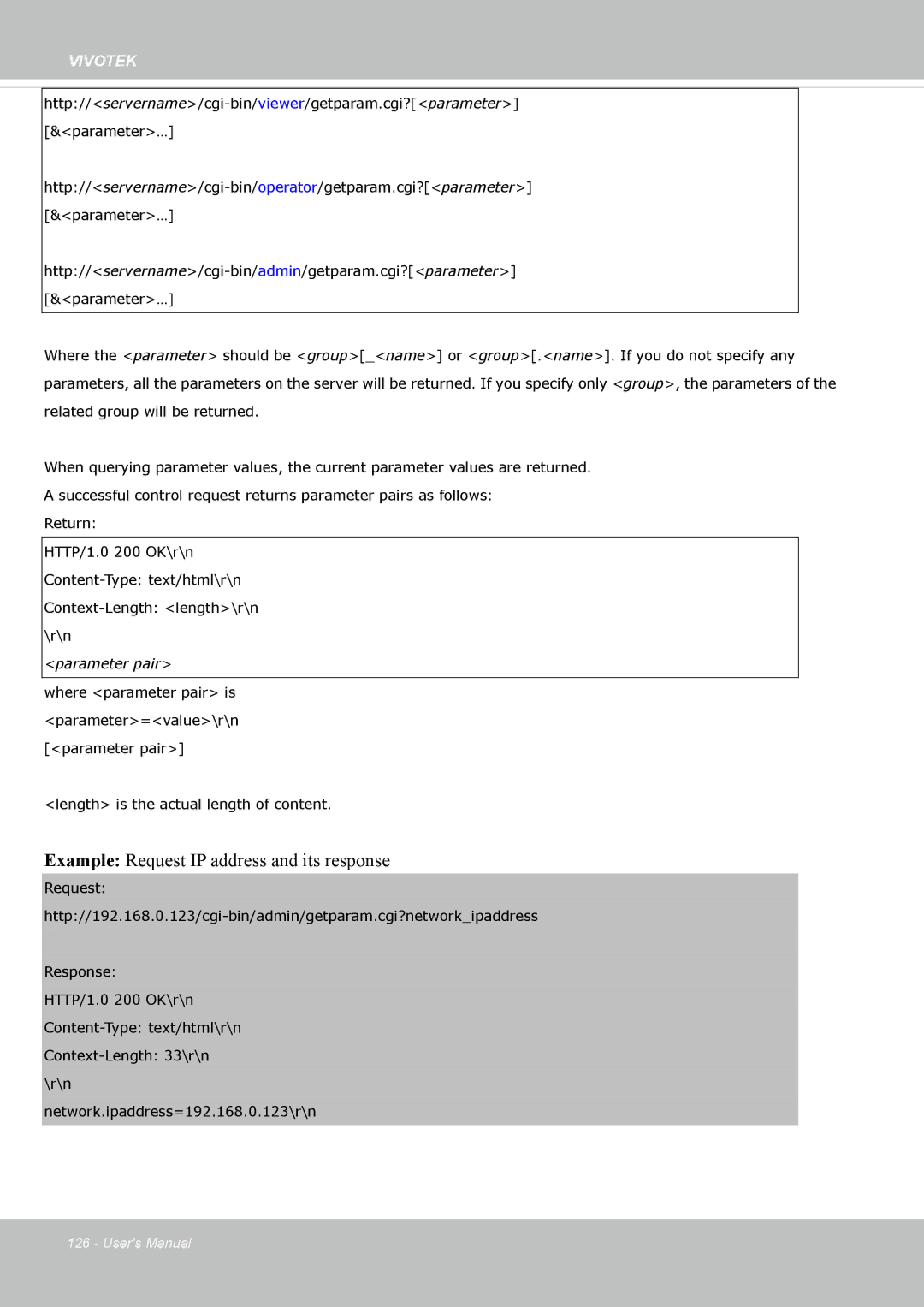 Vivotek FE8173 user manual Example Request IP address and its response 