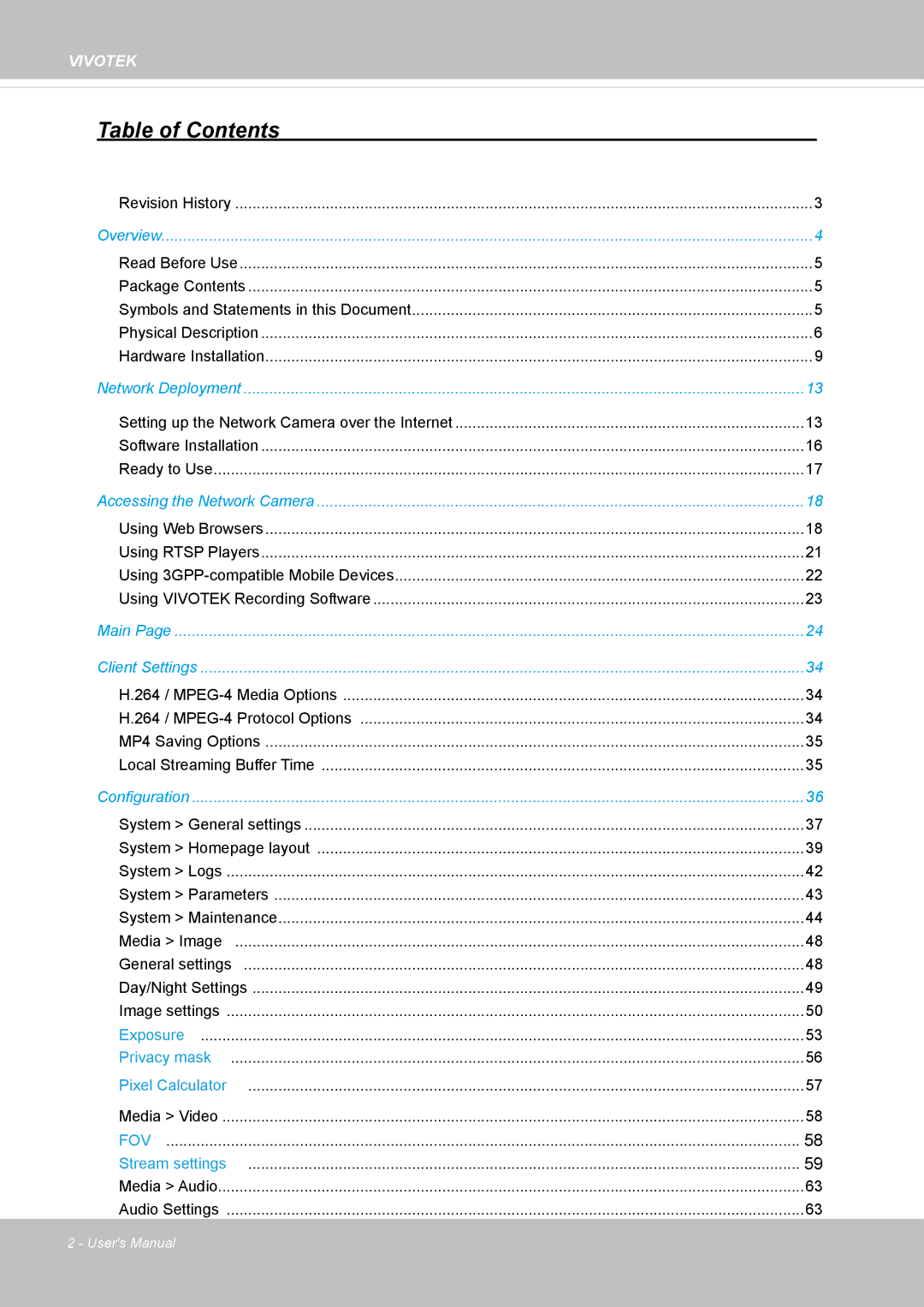 Vivotek FE8173 user manual Table of Contents 