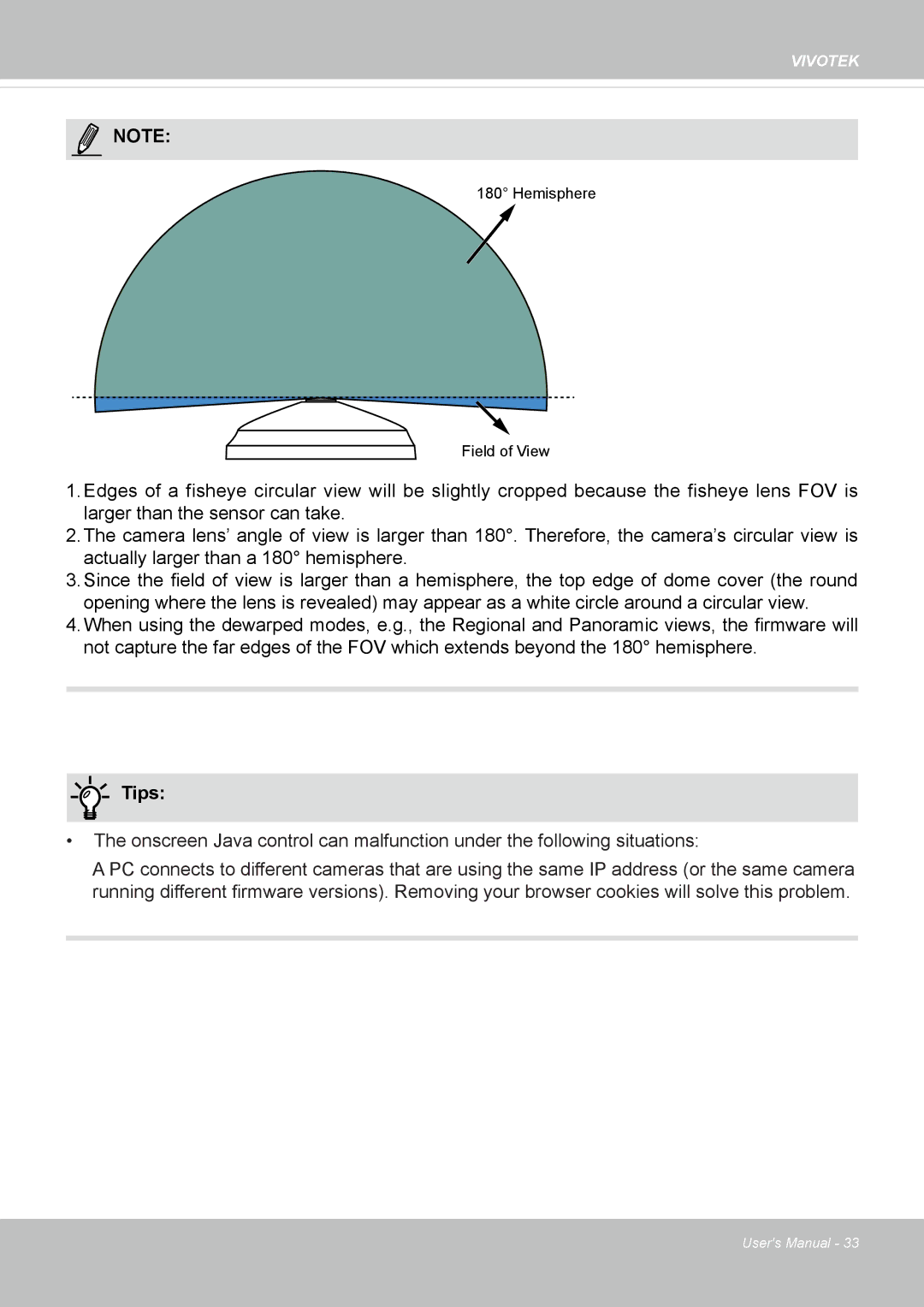 Vivotek FE8173 user manual Hemisphere Field of View 