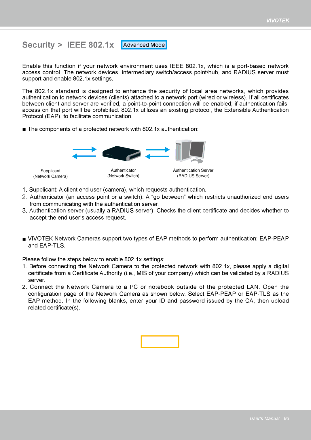 Vivotek FE8173 user manual Security Ieee 