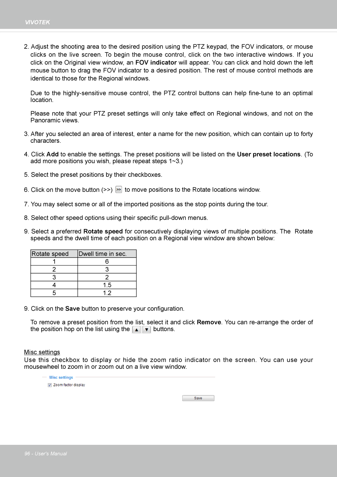 Vivotek FE8173 user manual Dwell time in sec 