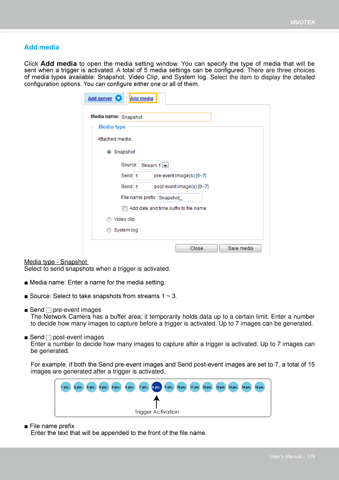 Vivotek FE8174 user manual Add media 