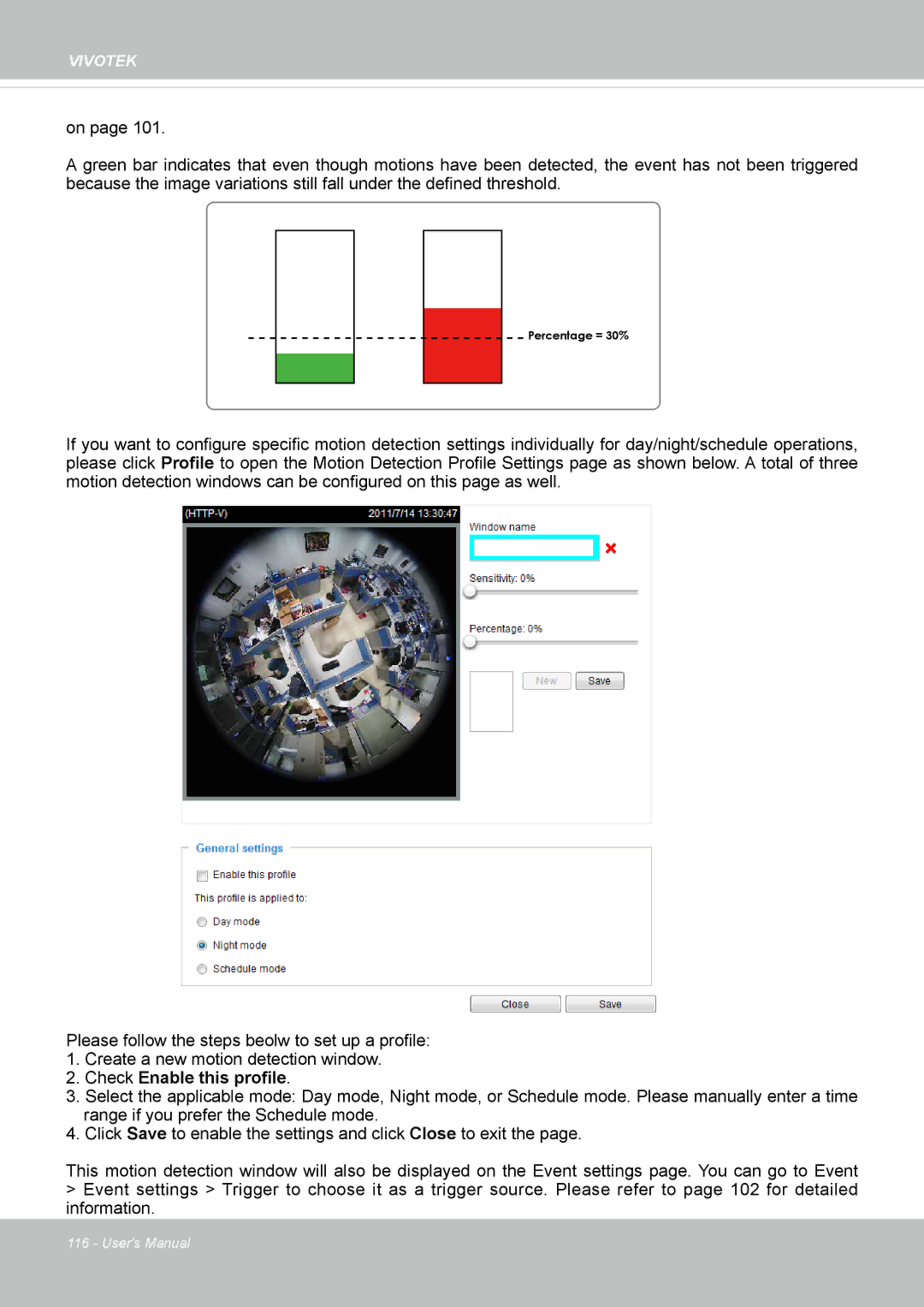 Vivotek FE8174 user manual Check Enable this profile 