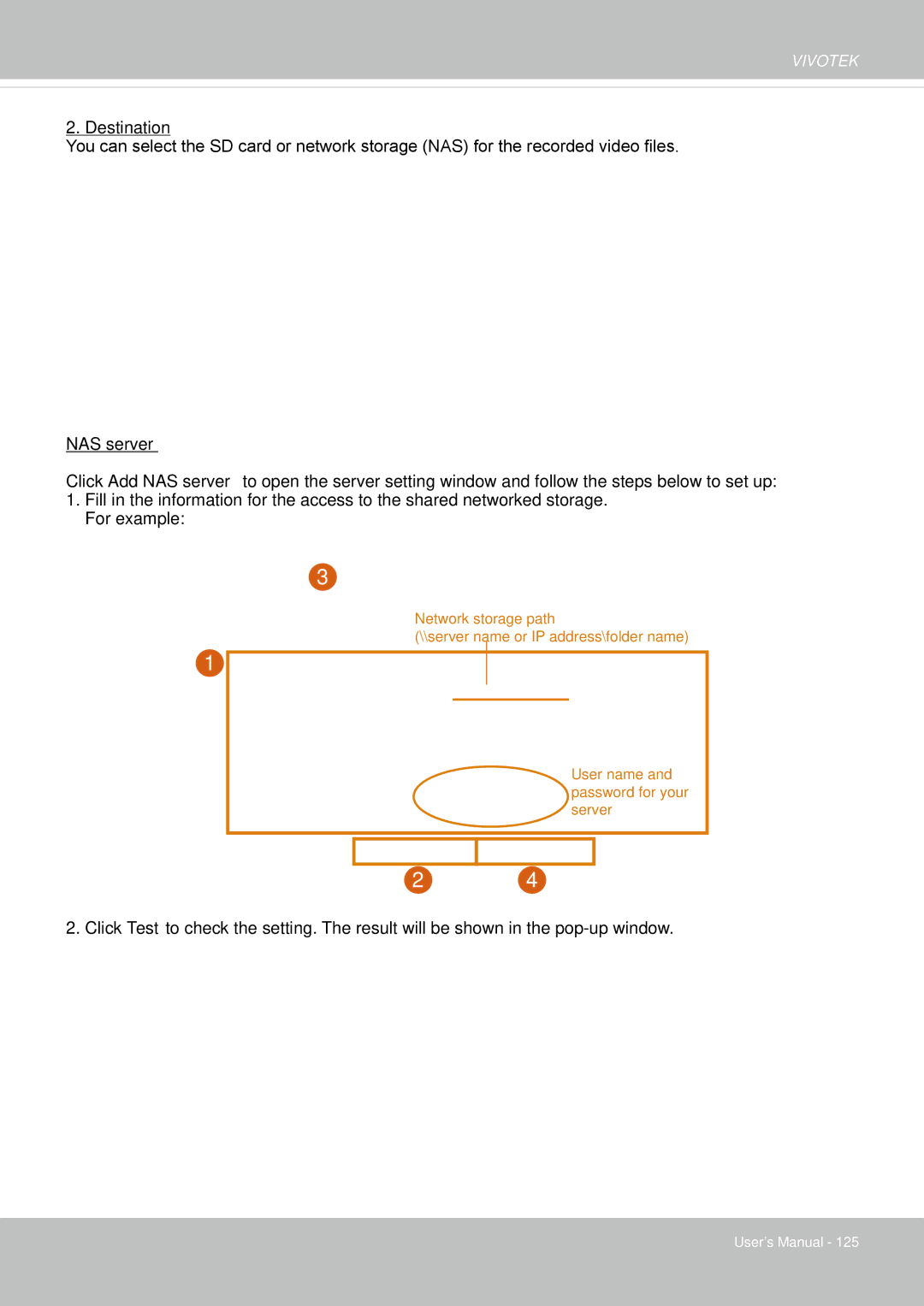 Vivotek FE8174 user manual NAS server 