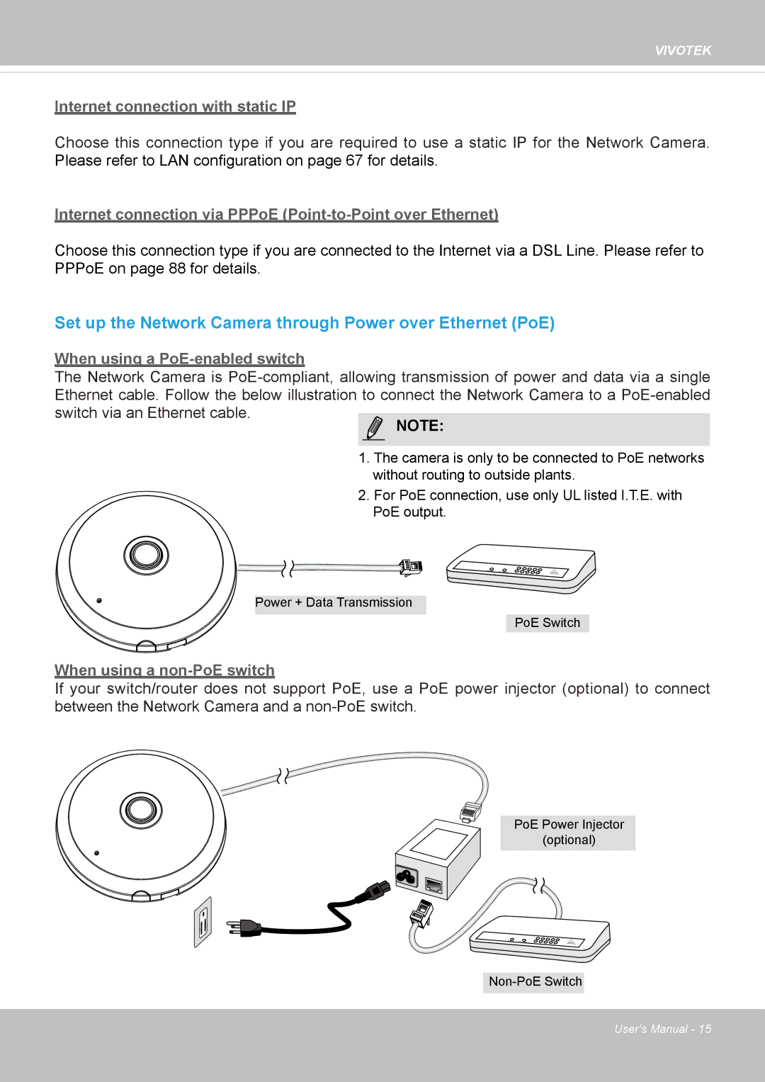 Vivotek FE8174 user manual Set up the Network Camera through Power over Ethernet PoE 