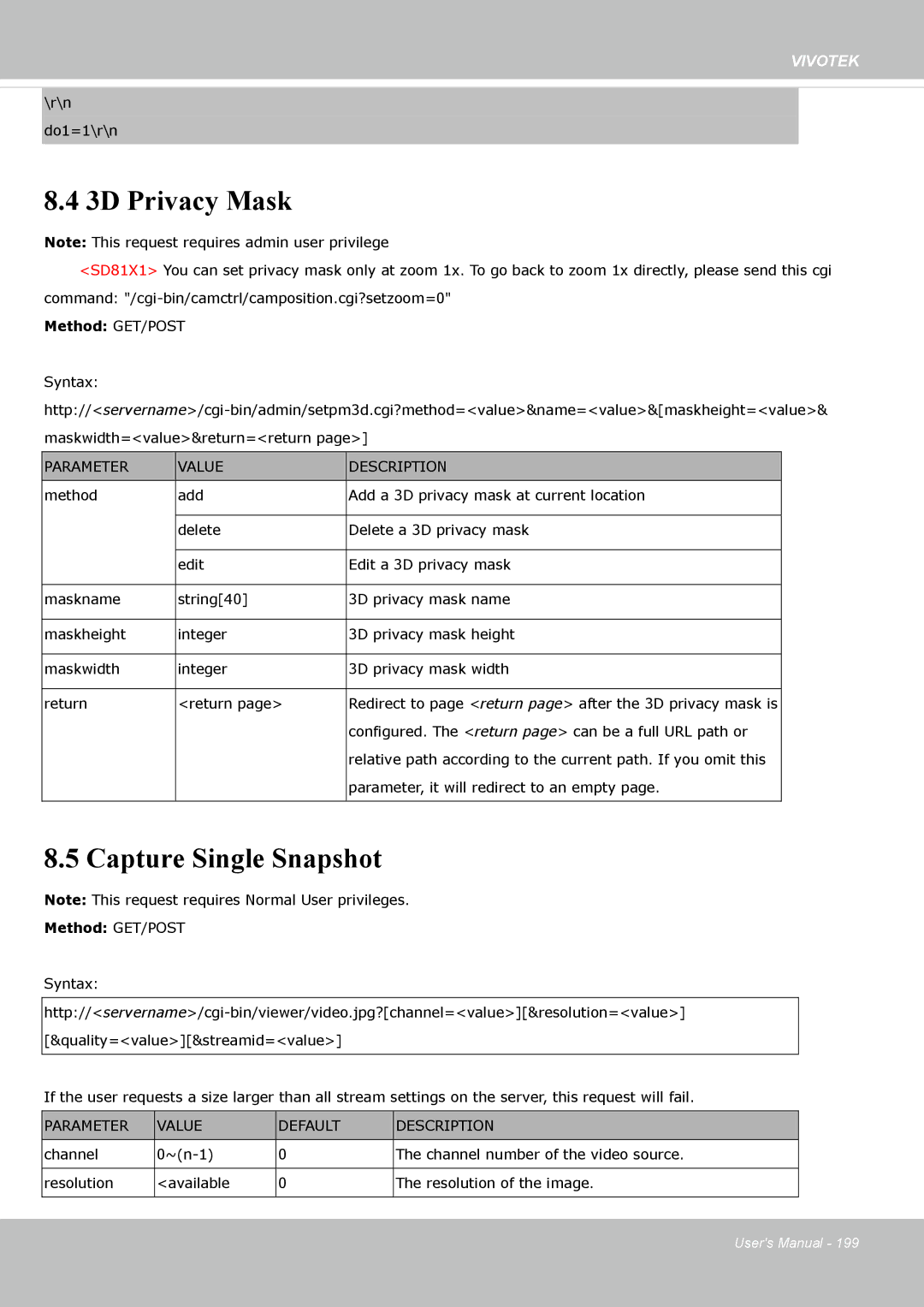 Vivotek FE8174 user manual 3D Privacy Mask, Capture Single Snapshot 