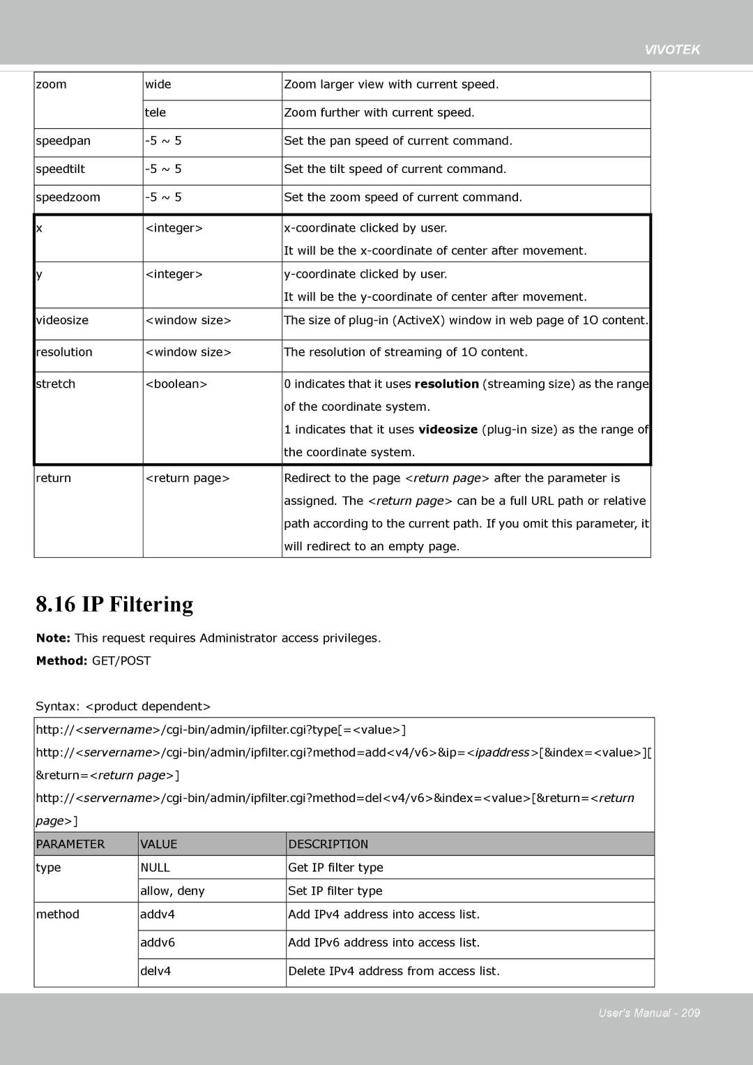 Vivotek FE8174 user manual IP Filtering 