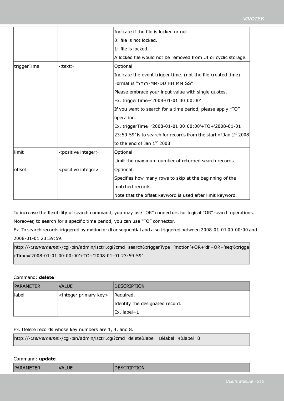 Vivotek FE8174 user manual Indicate if the file is locked or not 