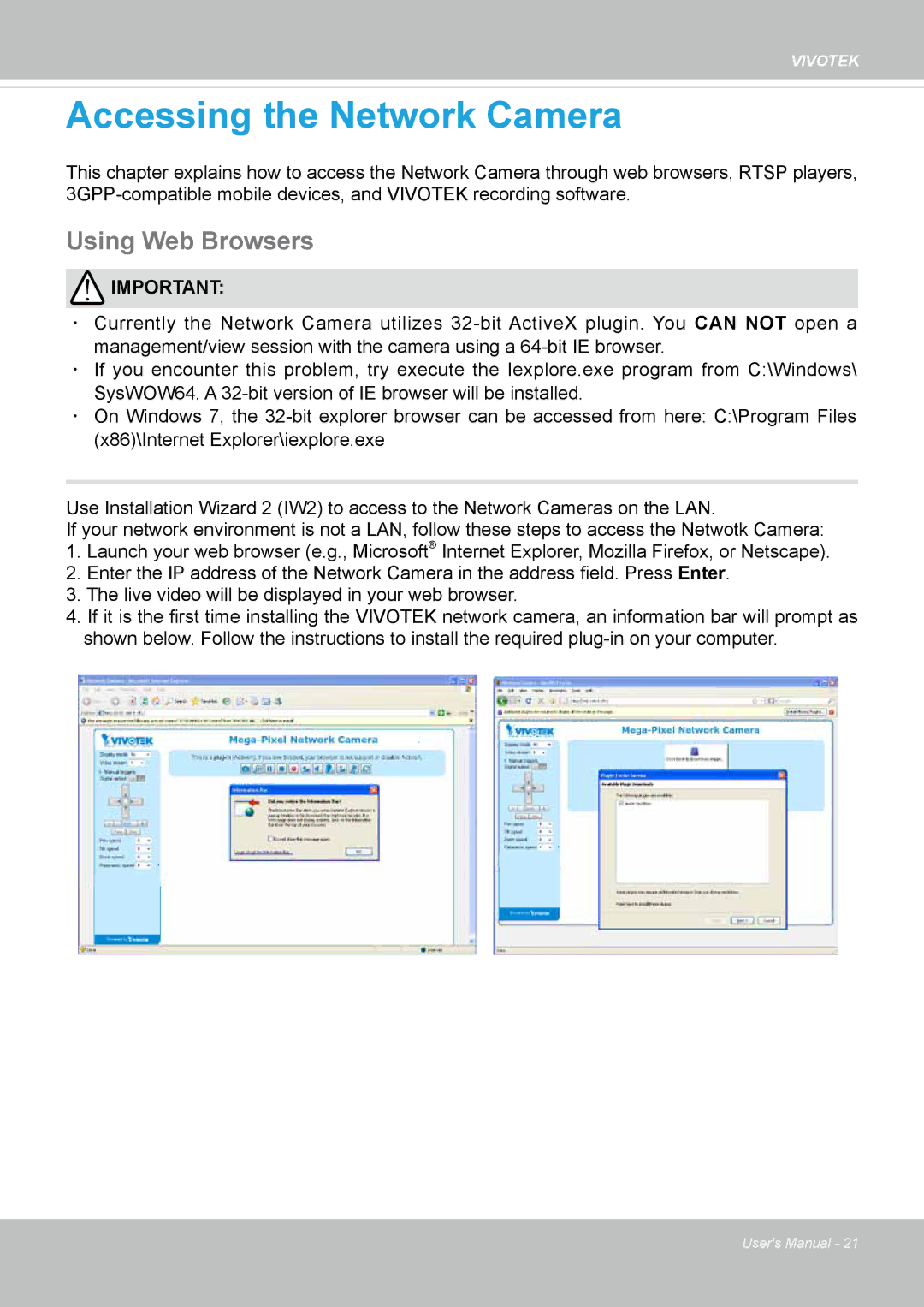 Vivotek FE8174V user manual Accessing the Network Camera, Using Web Browsers 