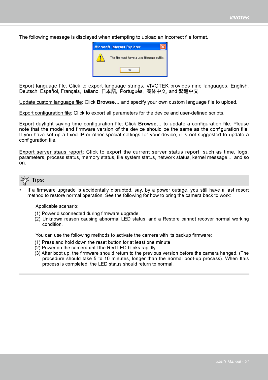 Vivotek FE8174V user manual Tips 