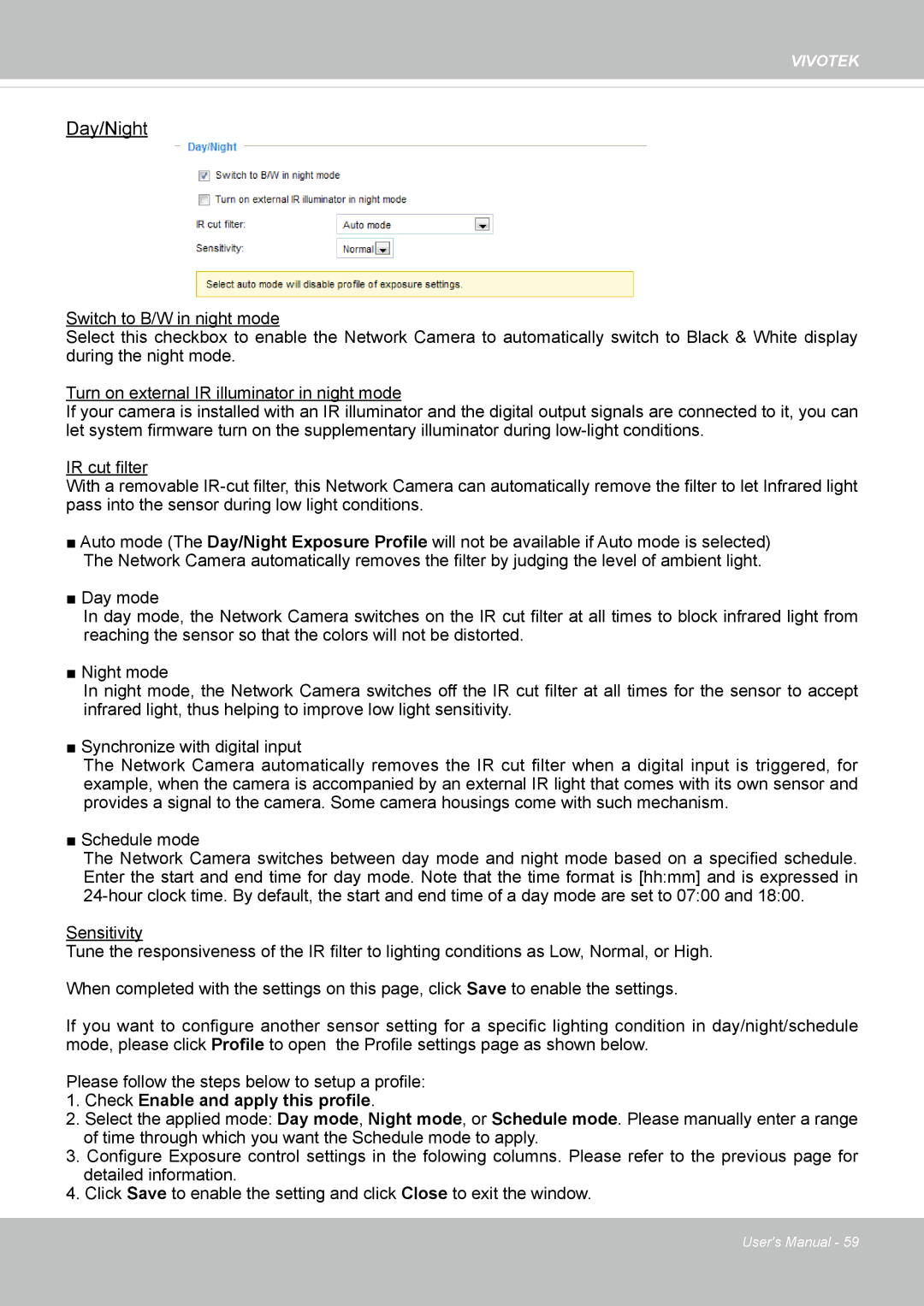 Vivotek FE8174V user manual Day/Night 