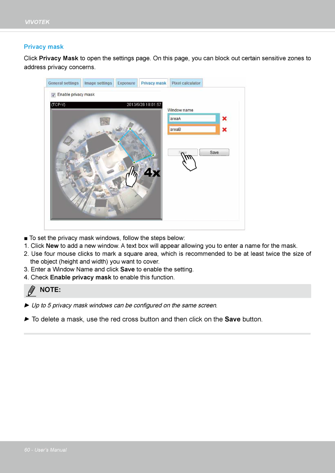 Vivotek FE8174V user manual Privacy mask 