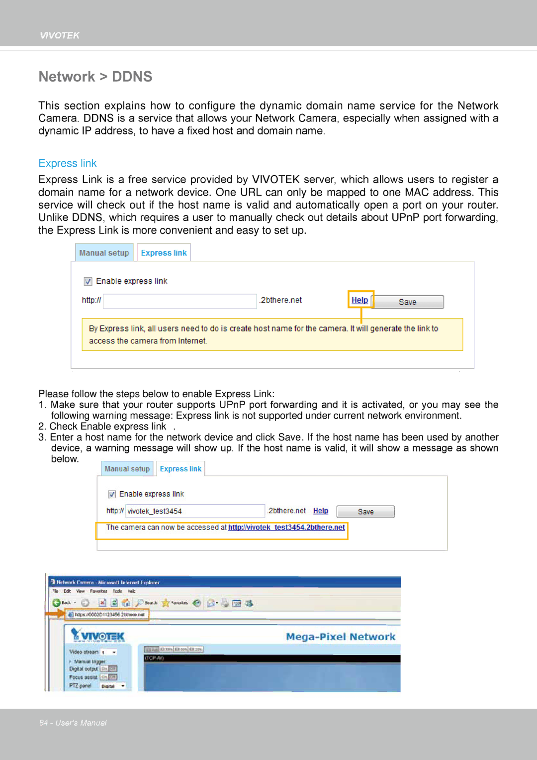 Vivotek FE8174V user manual Network Ddns, Express link 