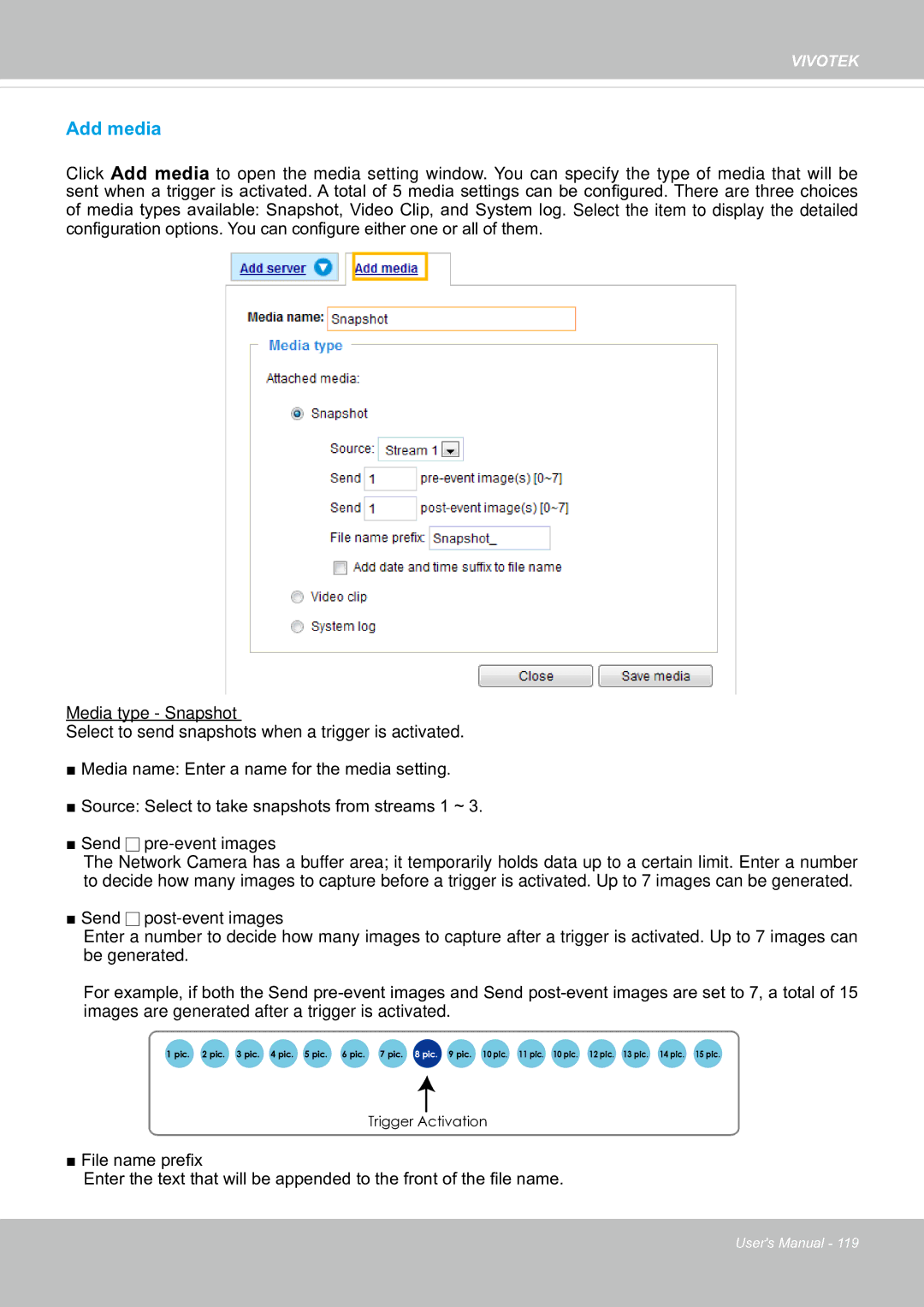 Vivotek FE8181V user manual Add media 