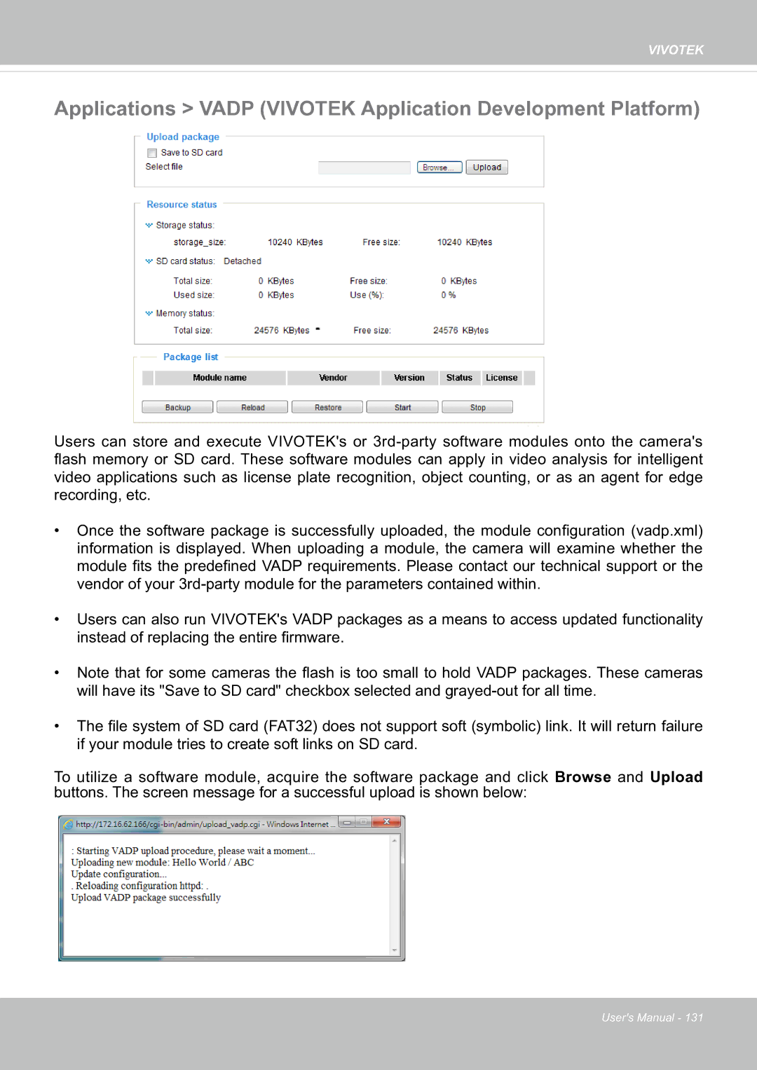 Vivotek FE8181V user manual Applications Vadp Vivotek Application Development Platform 