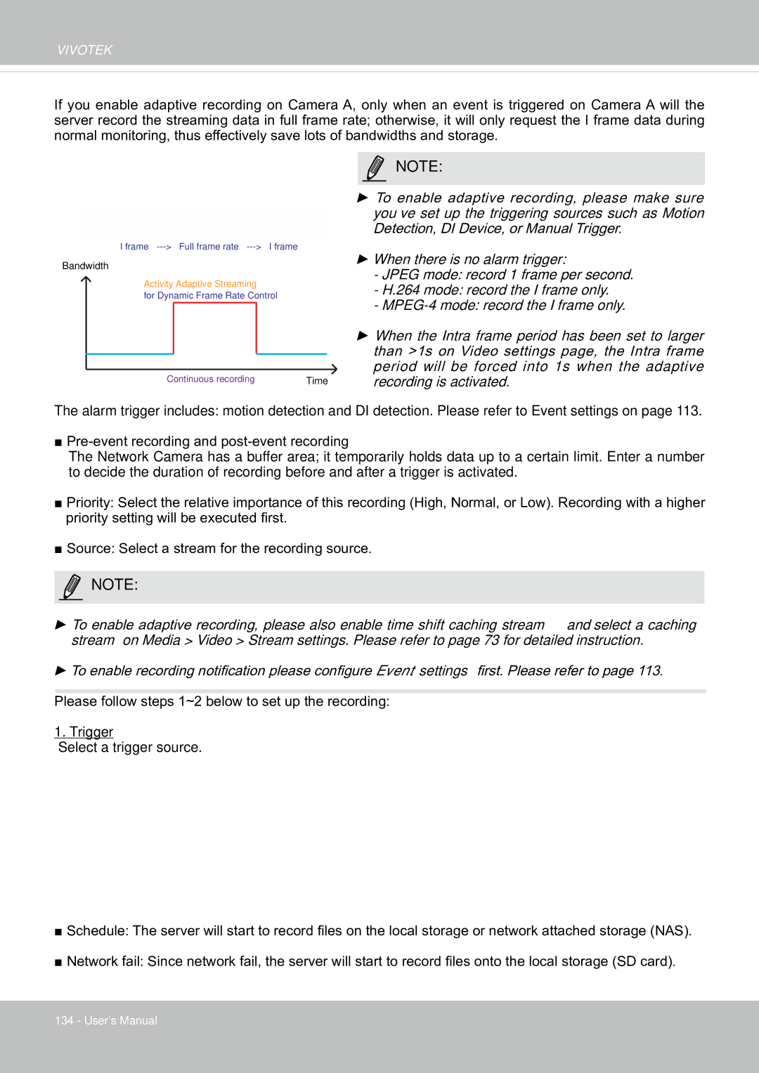 Vivotek FE8181V user manual Continuous recording 