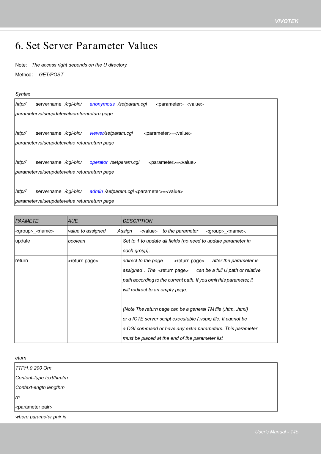 Vivotek FE8181V user manual Set Server Parameter Values 