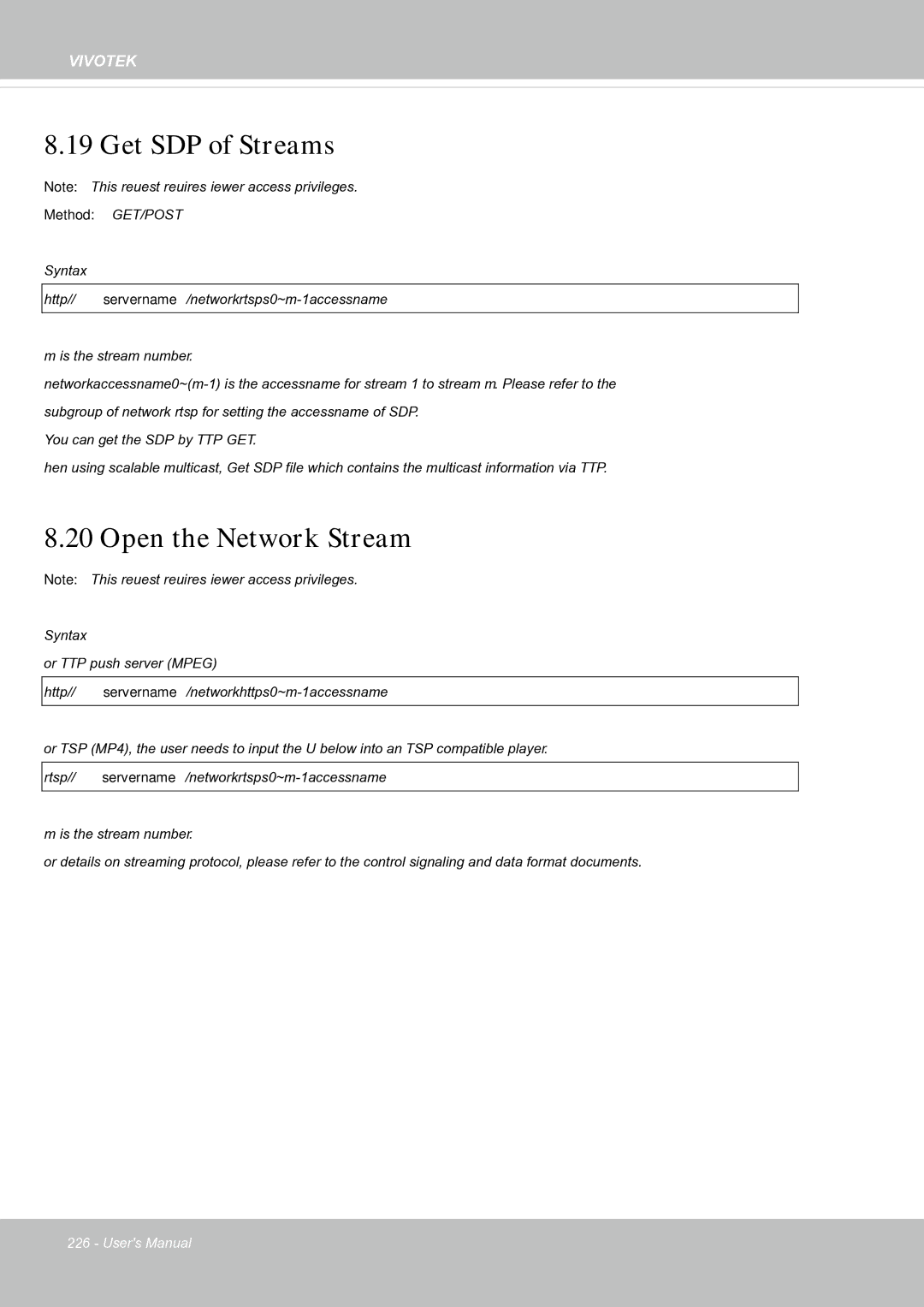 Vivotek FE8181V user manual Get SDP of Streams, Open the Network Stream 