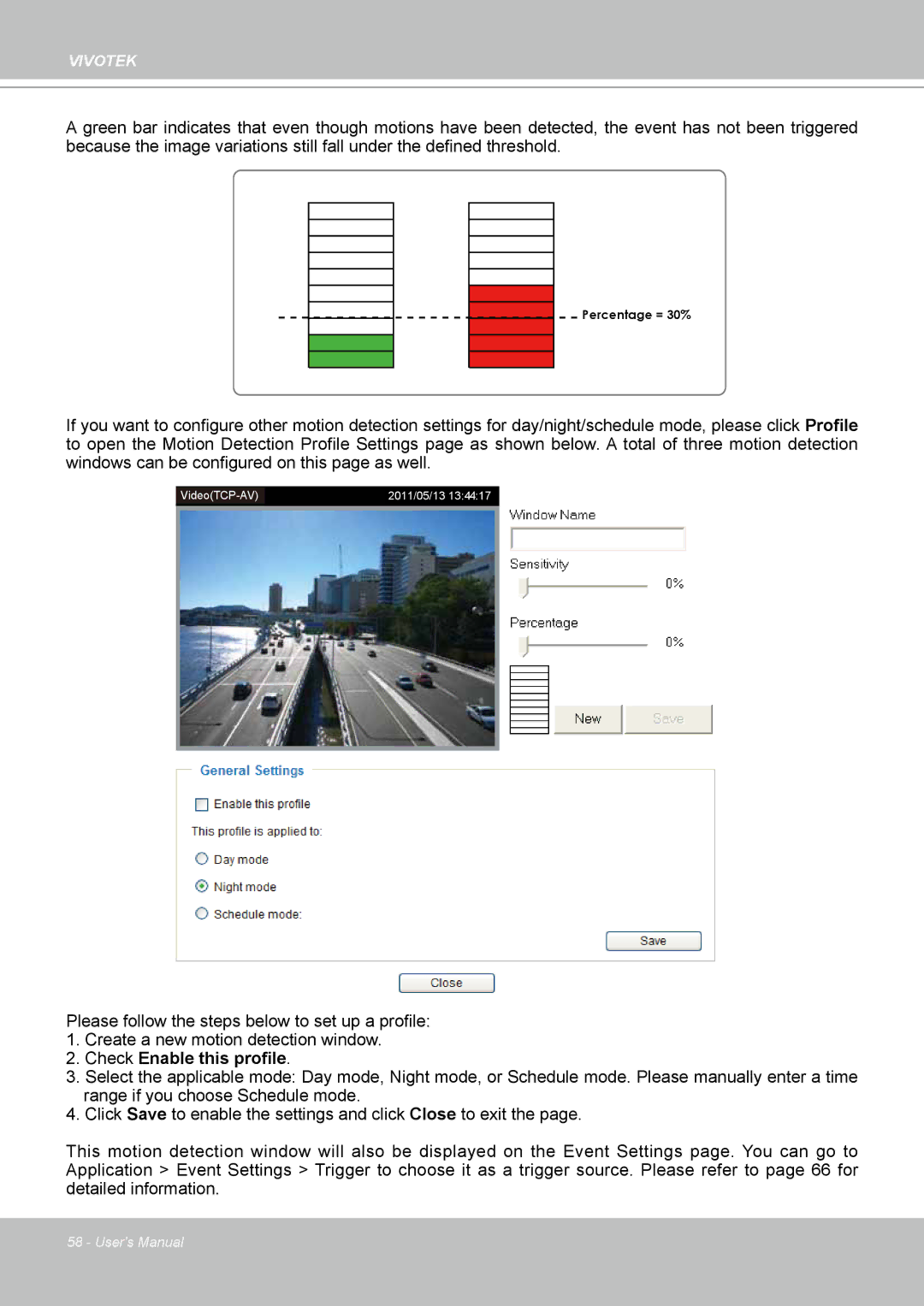 Vivotek H.264 manual Check Enable this profile 