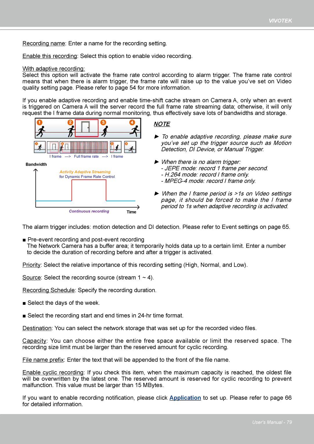 Vivotek H.264 manual Continuous recording 