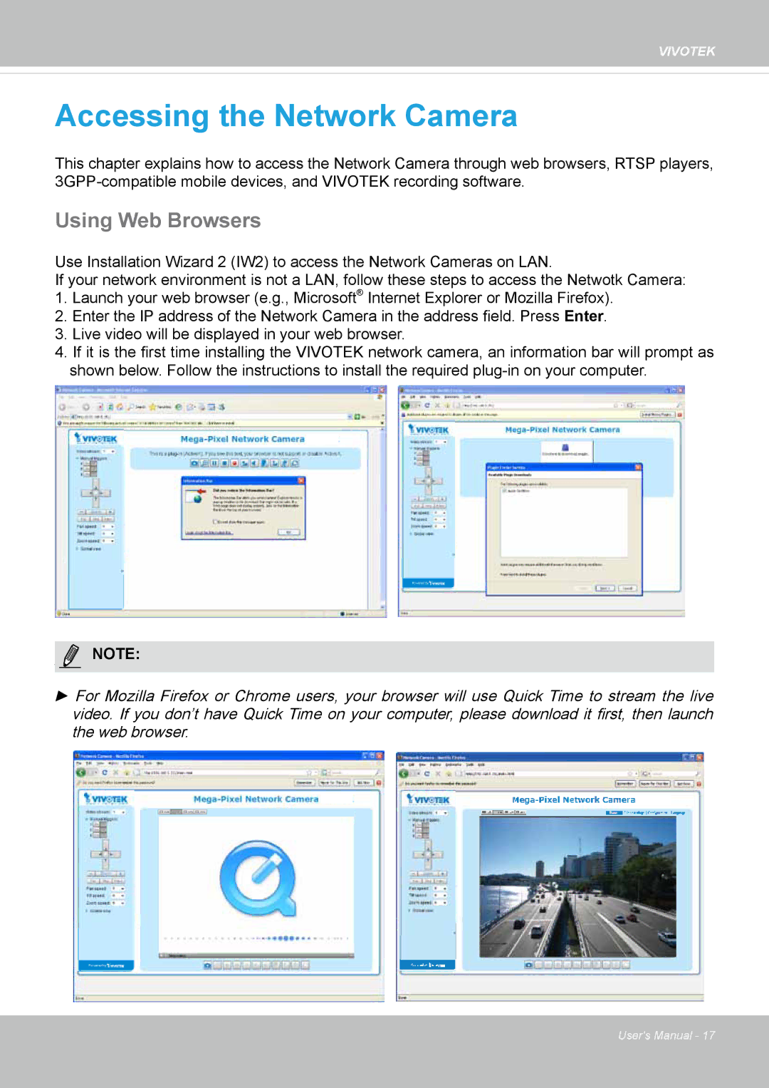 Vivotek IB8354-C user manual Accessing the Network Camera, Using Web Browsers 