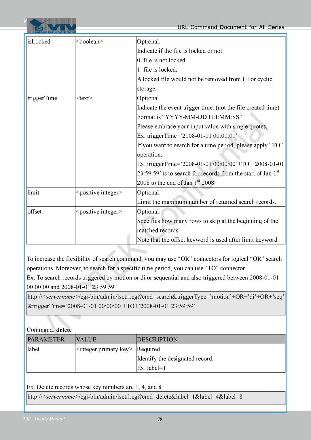 Vivotek IB8354-C user manual Parameter Value Description 