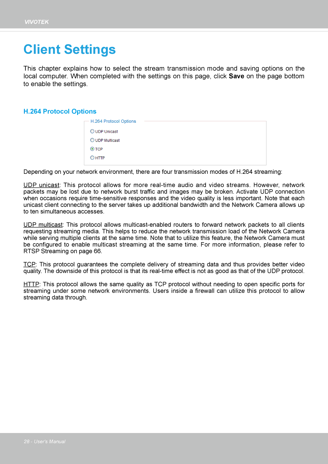 Vivotek IB8354-C user manual Client Settings 