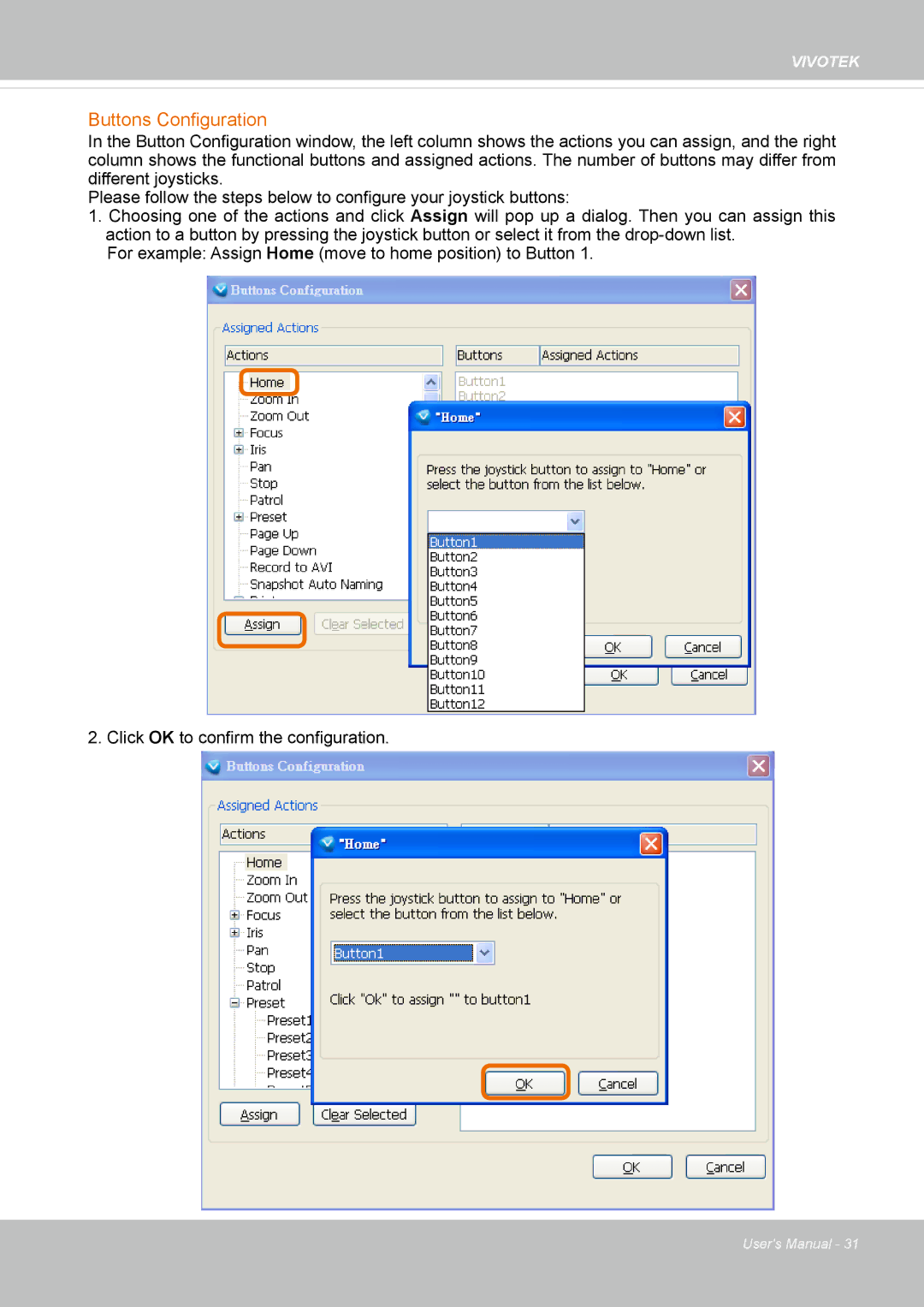 Vivotek IB8354-C user manual Buttons Configuration 