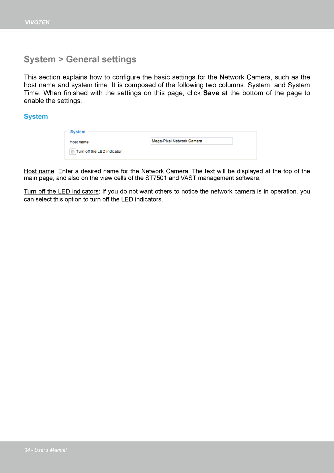 Vivotek IB8354-C user manual System General settings 