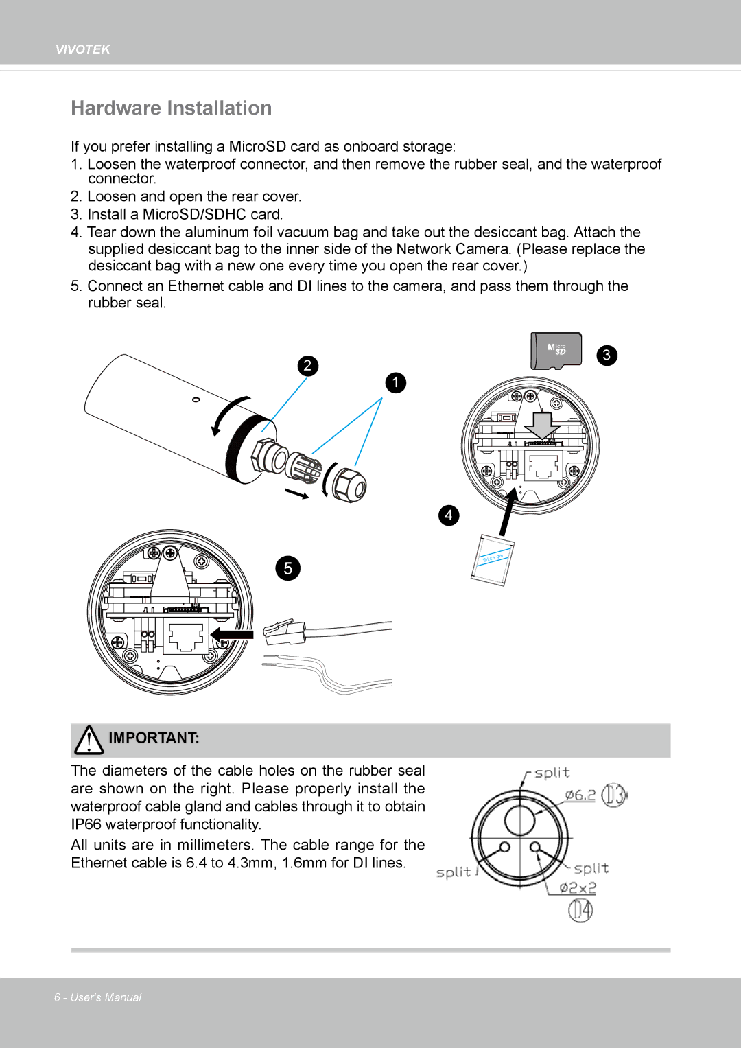 Vivotek IB8354-C user manual Hardware Installation 