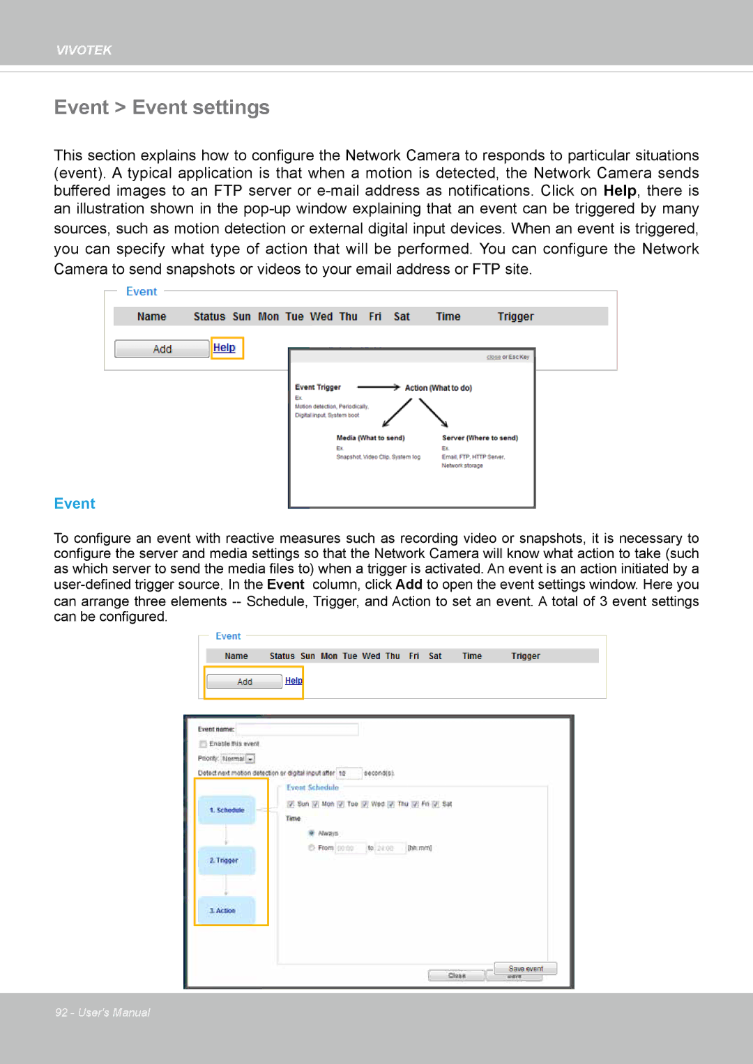 Vivotek IB8354-C user manual Event Event settings 