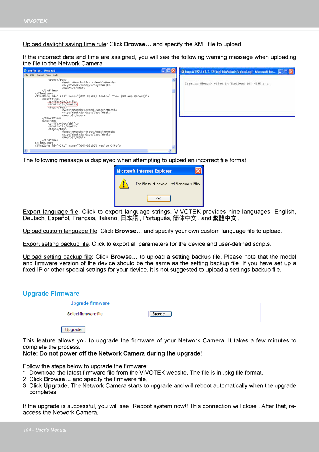 Vivotek IP-8332C user manual Upgrade Firmware 