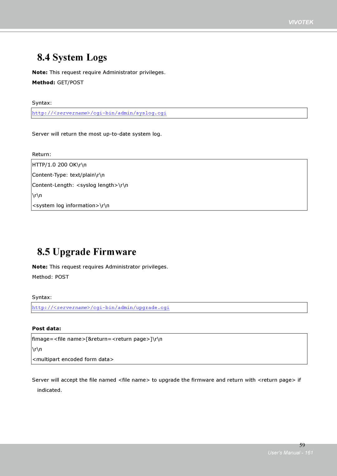 Vivotek IP-8332C user manual System Logs, Upgrade Firmware 