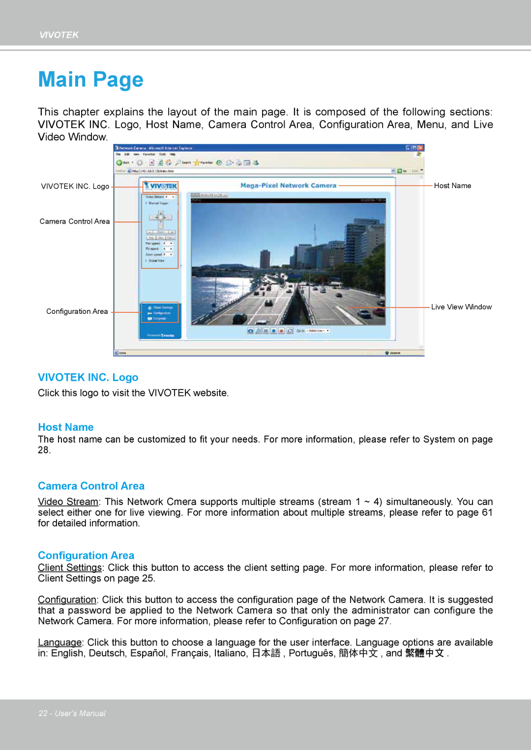 Vivotek IP-8332C user manual Main 