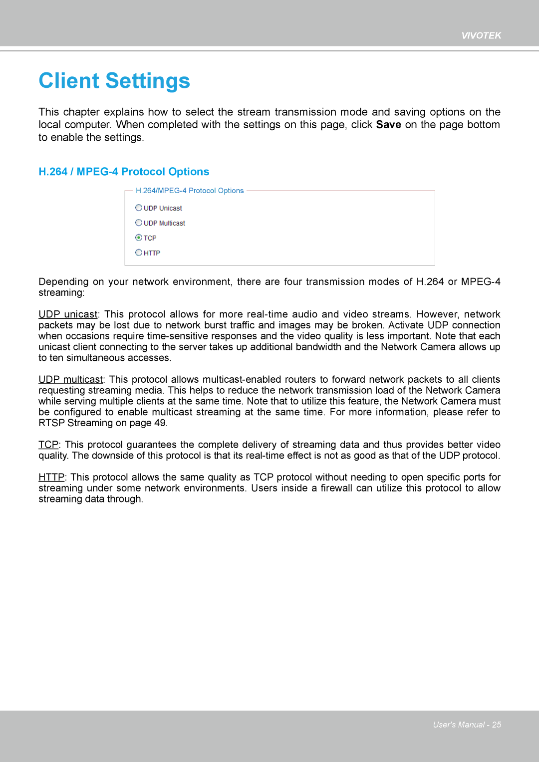 Vivotek IP-8332C user manual Client Settings 