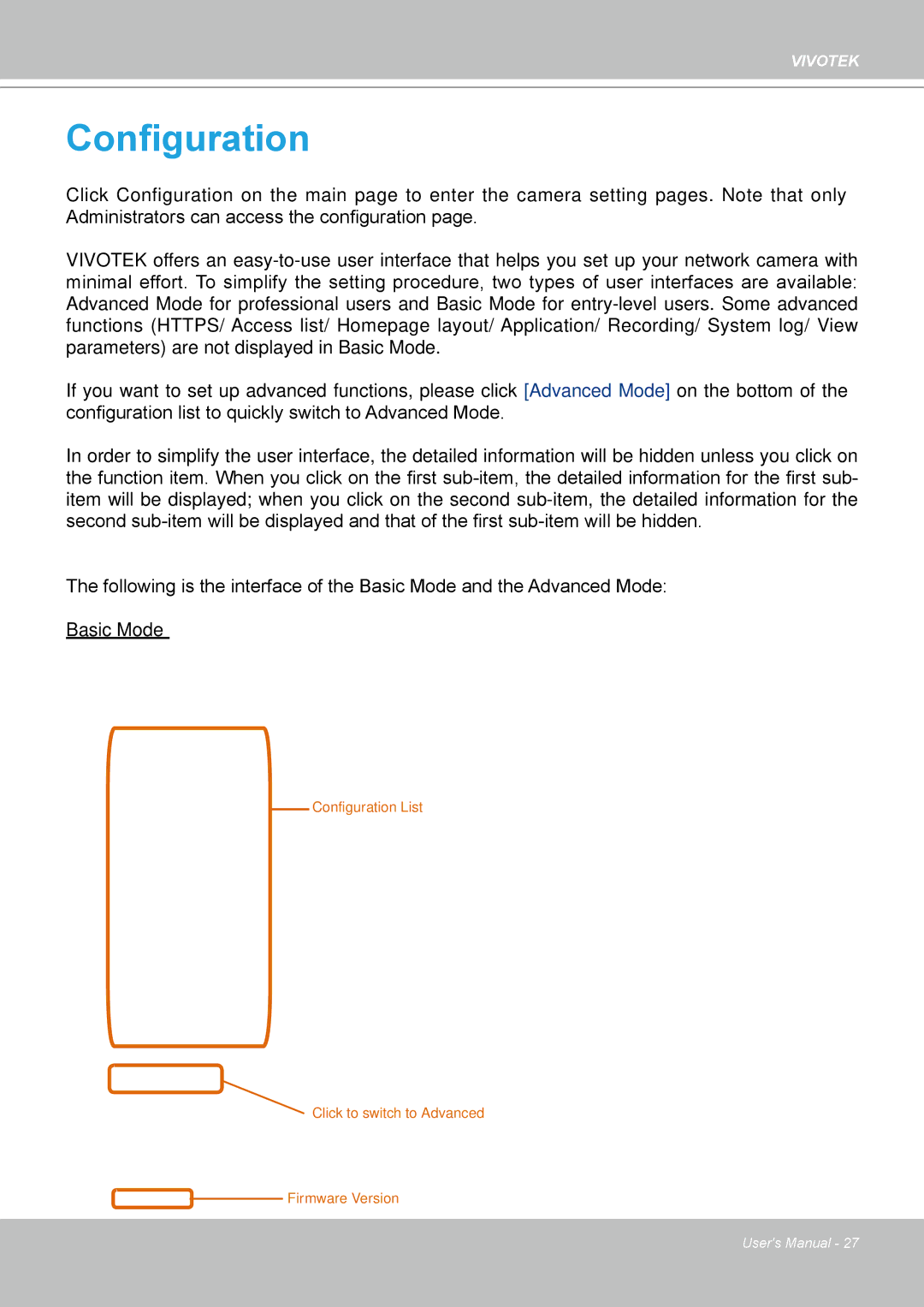 Vivotek IP-8332C user manual Configuration 