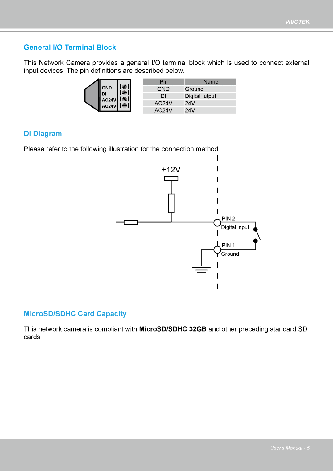 Vivotek IP-8332C user manual +12V 