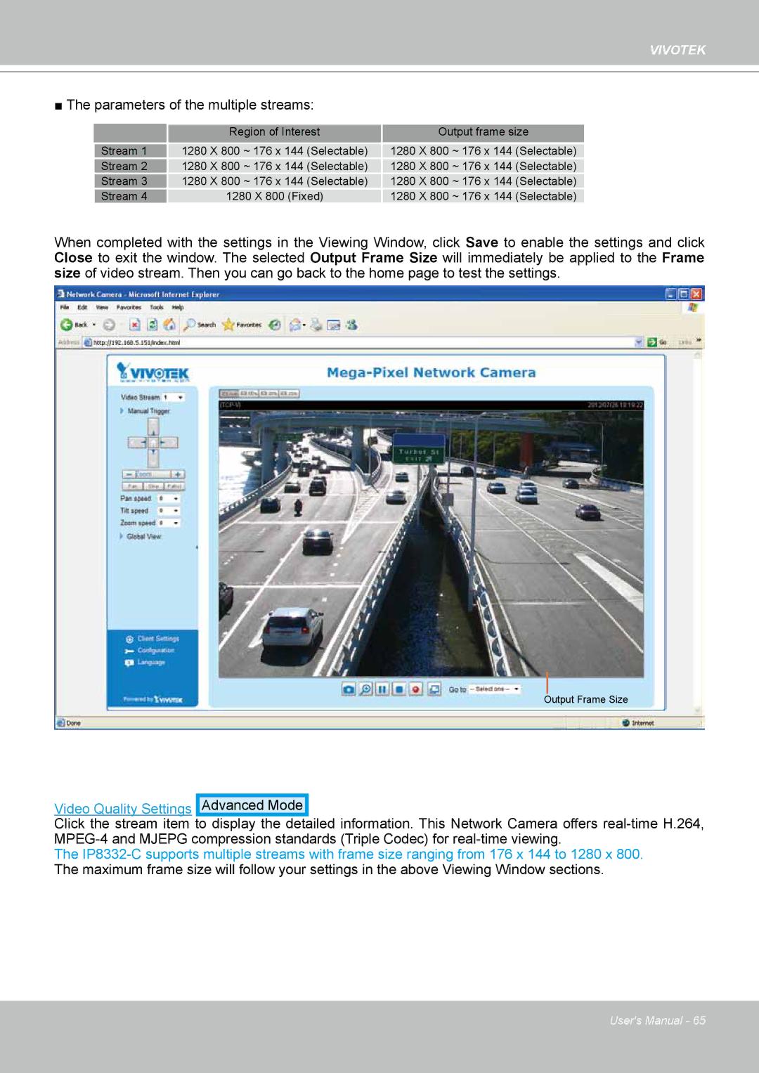 Vivotek IP-8332C user manual Video Quality Settings Advanced Mode 