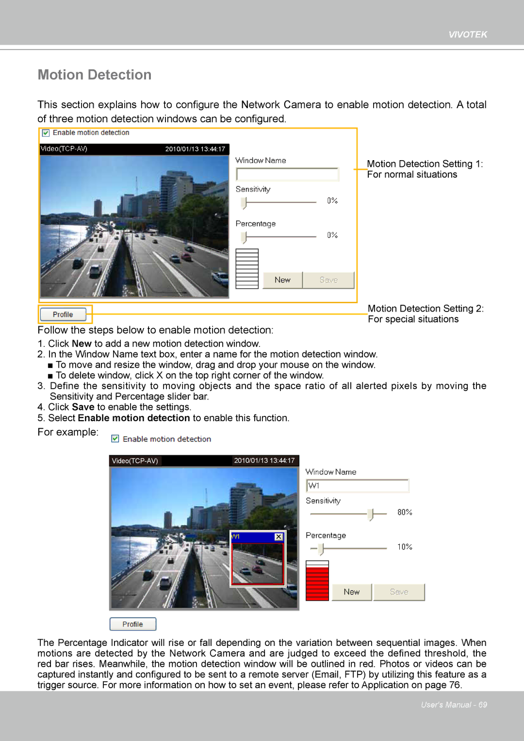 Vivotek IP-8332C user manual Motion Detection 