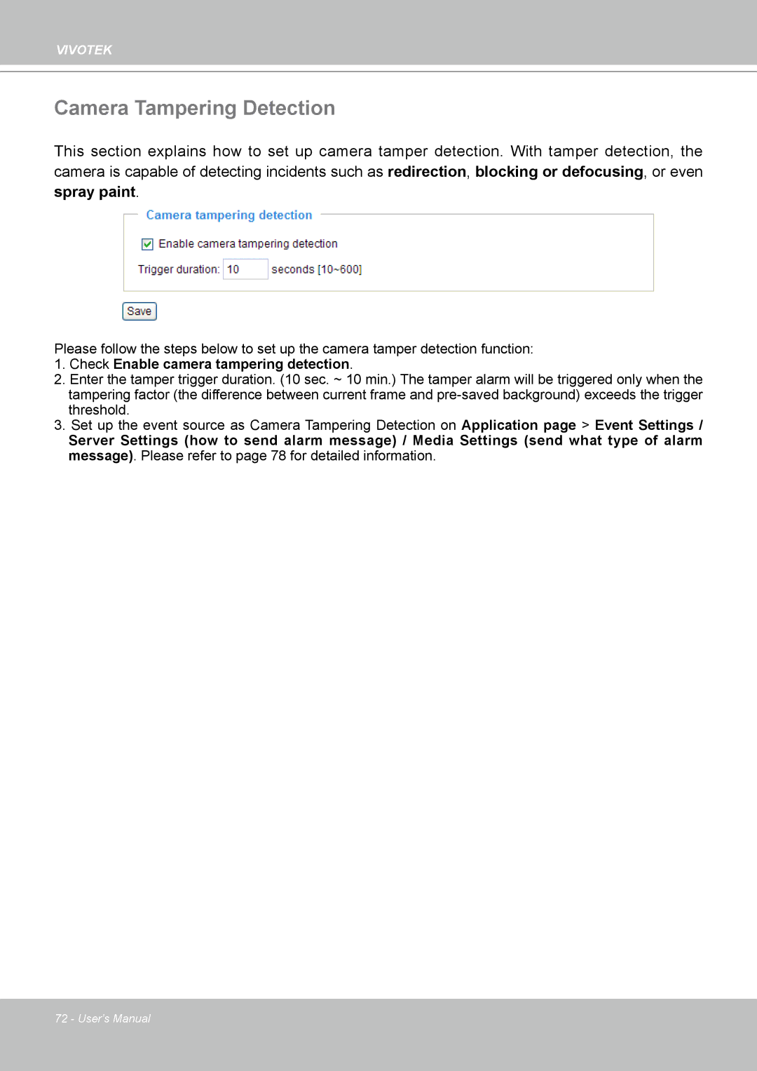 Vivotek IP-8332C user manual Camera Tampering Detection, Spray paint 