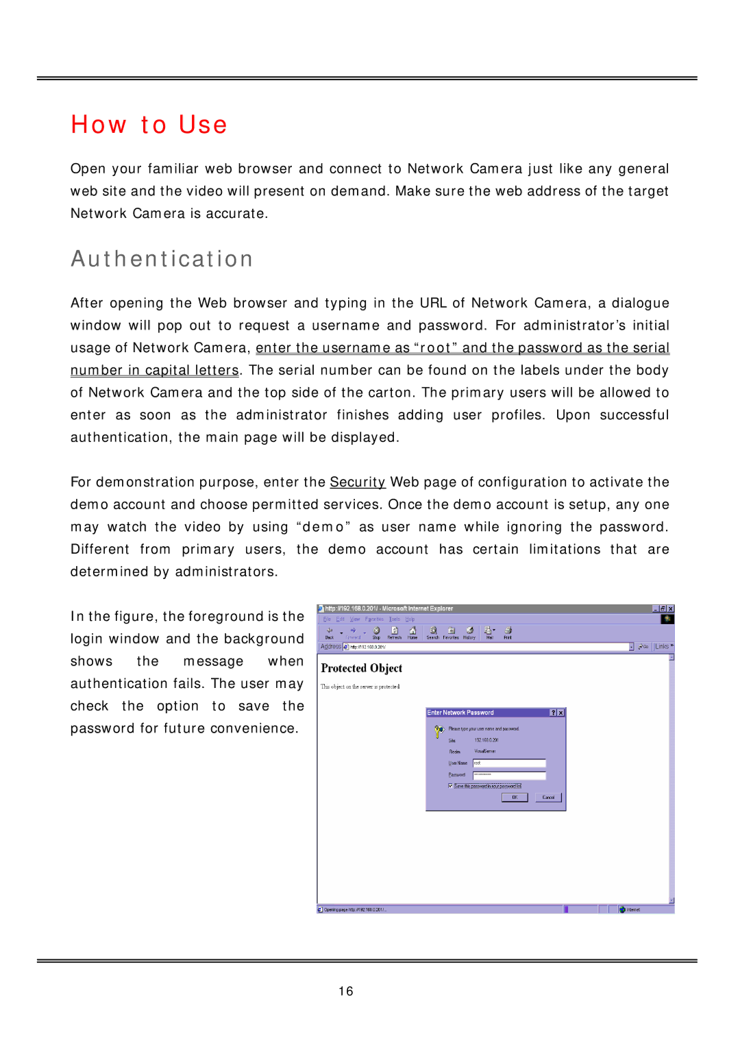 Vivotek IP2122, IP2112 manual How to Use, Authentication 