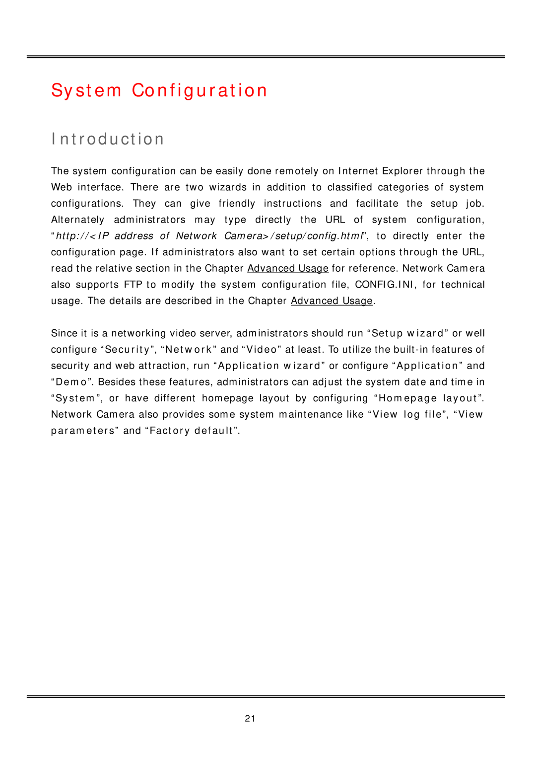 Vivotek IP2112, IP2122 manual System Configuration, Introduction 