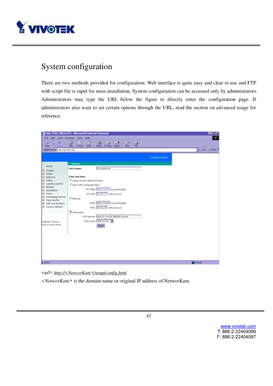 Vivotek IP2111, IP2121 user manual System configuration 