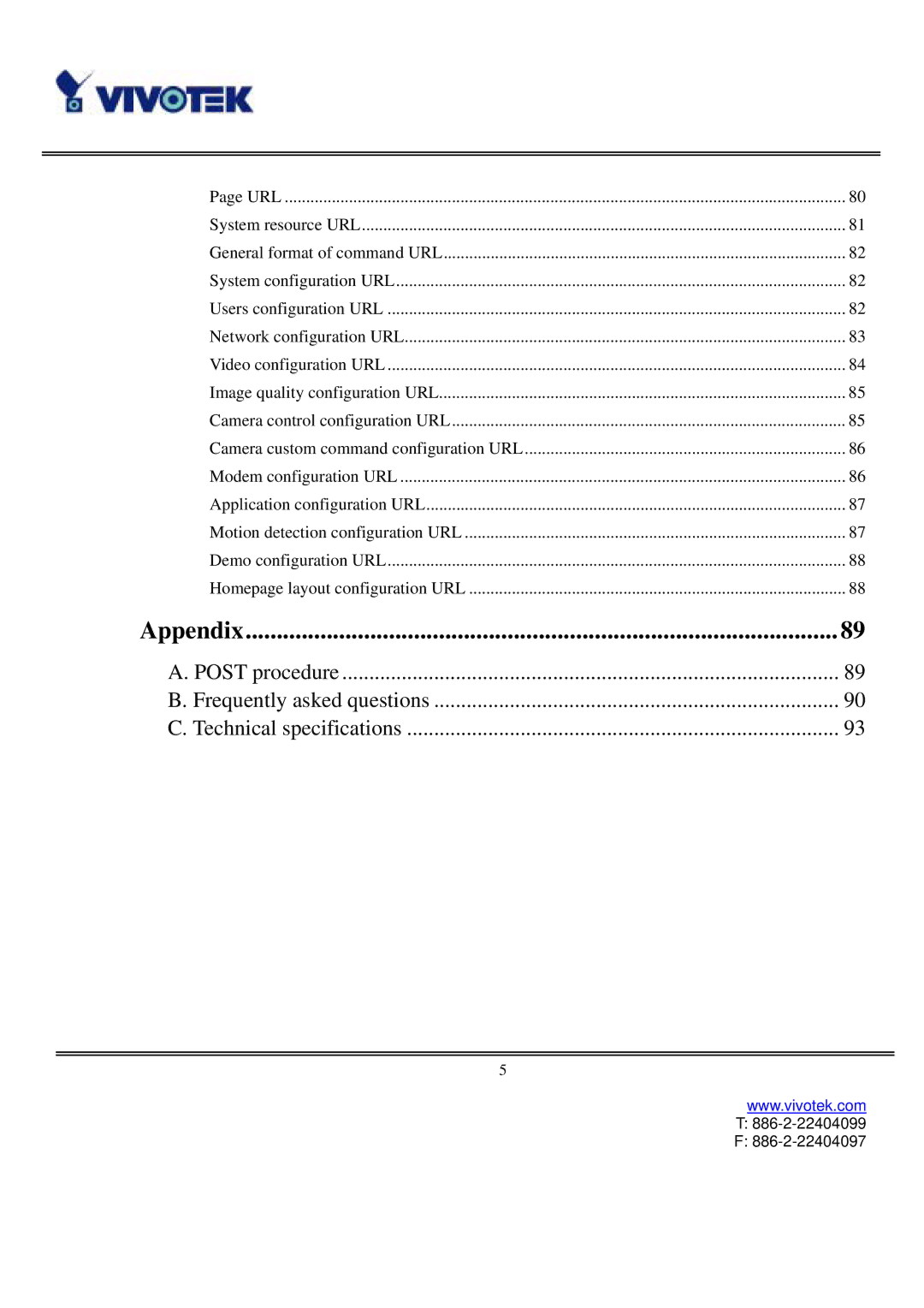 Vivotek IP2121, IP2111 user manual Appendix 