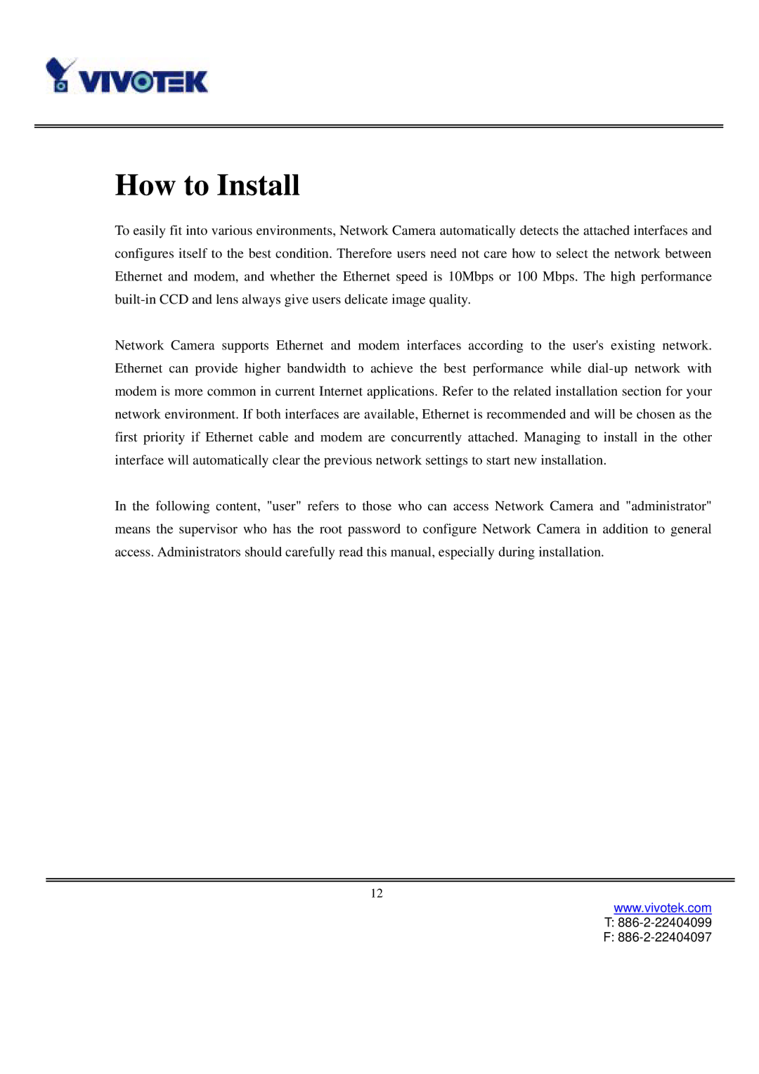 Vivotek IP3111/3121 manual How to Install 