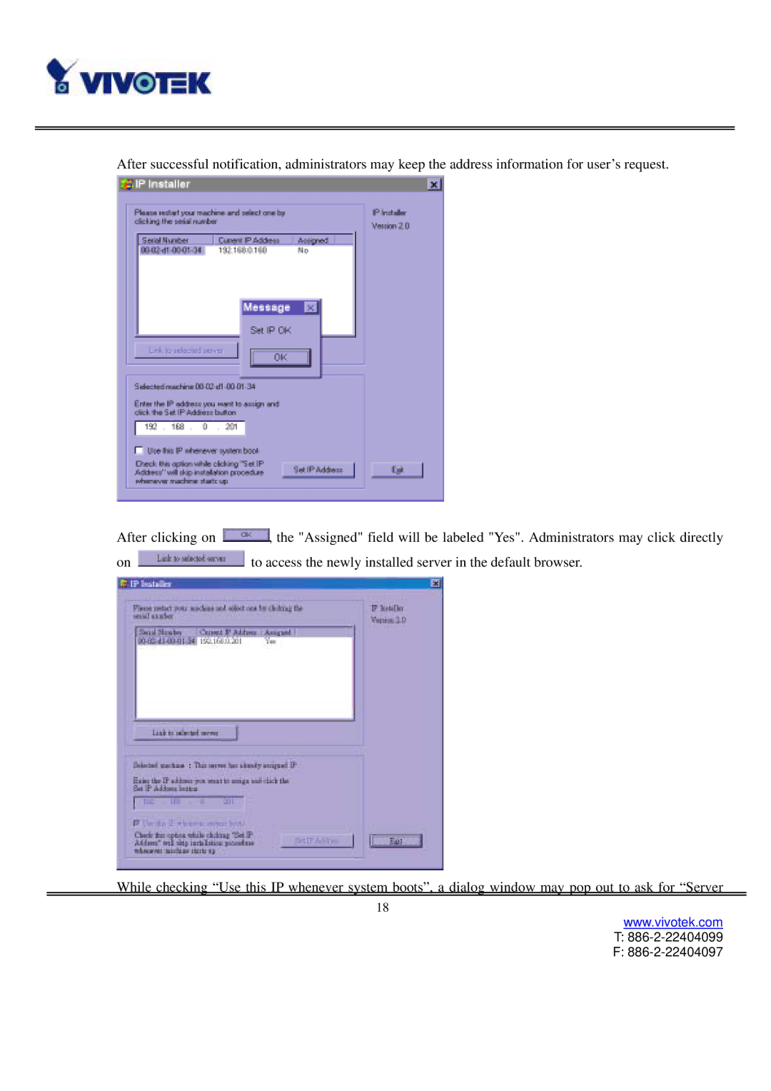 Vivotek IP3111/3121 manual 886-2-22404099 886-2-22404097 