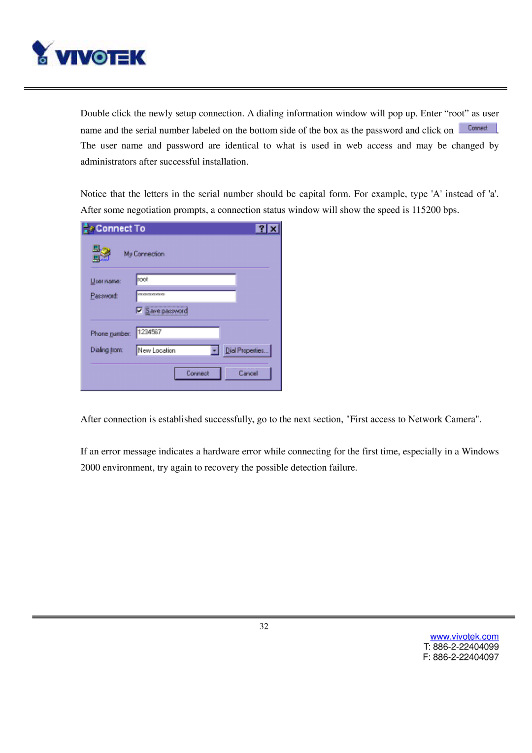 Vivotek IP3111/3121 manual 886-2-22404099 886-2-22404097 