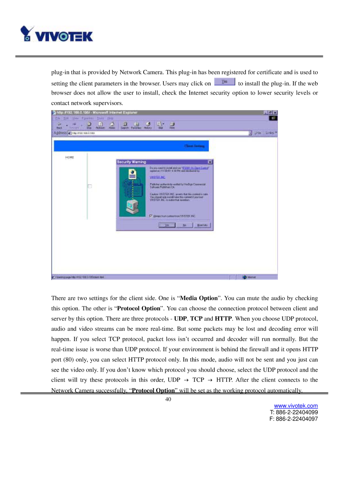 Vivotek IP3111/3121 manual 886-2-22404099 886-2-22404097 