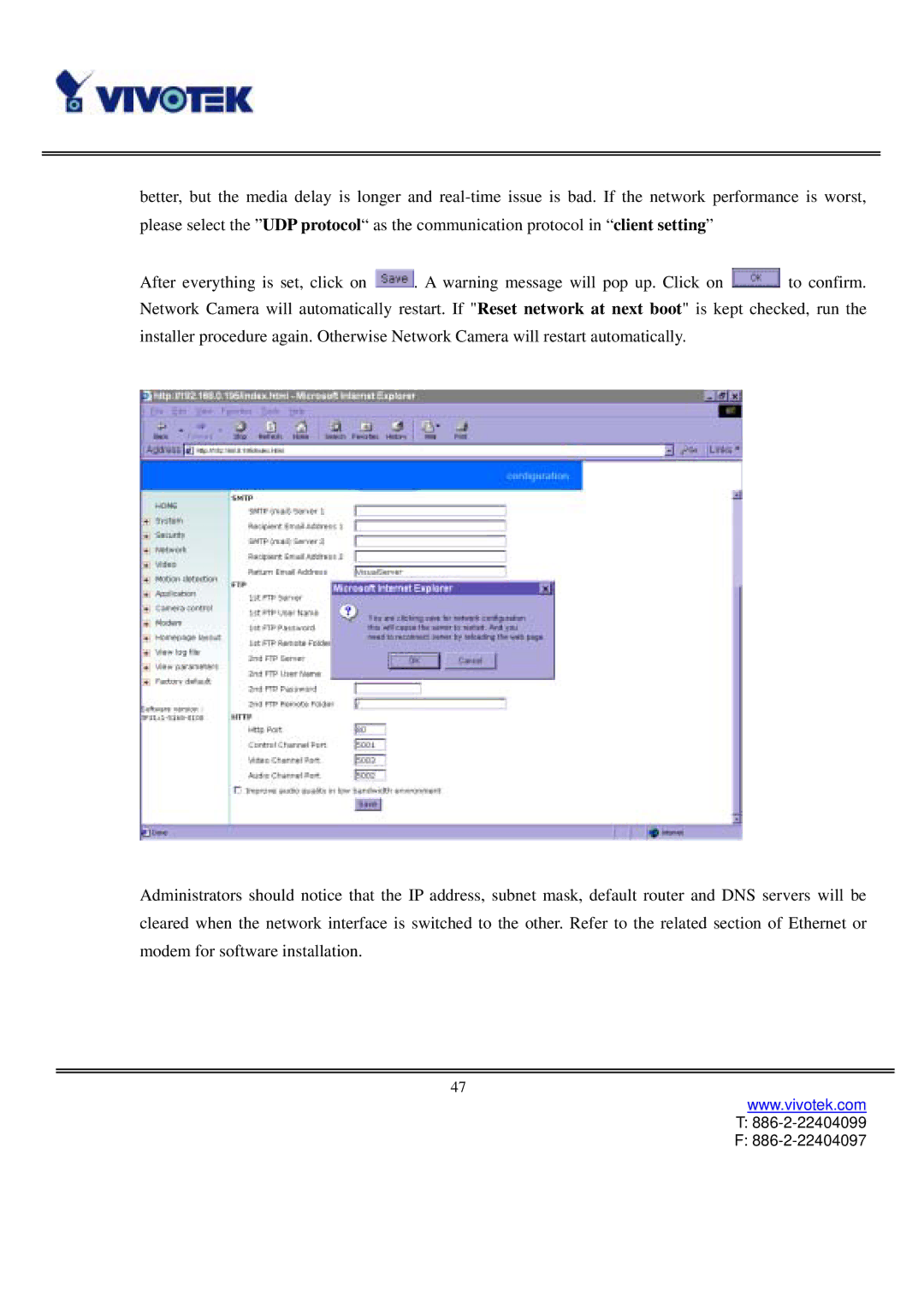 Vivotek IP3111/3121 manual 886-2-22404099 886-2-22404097 