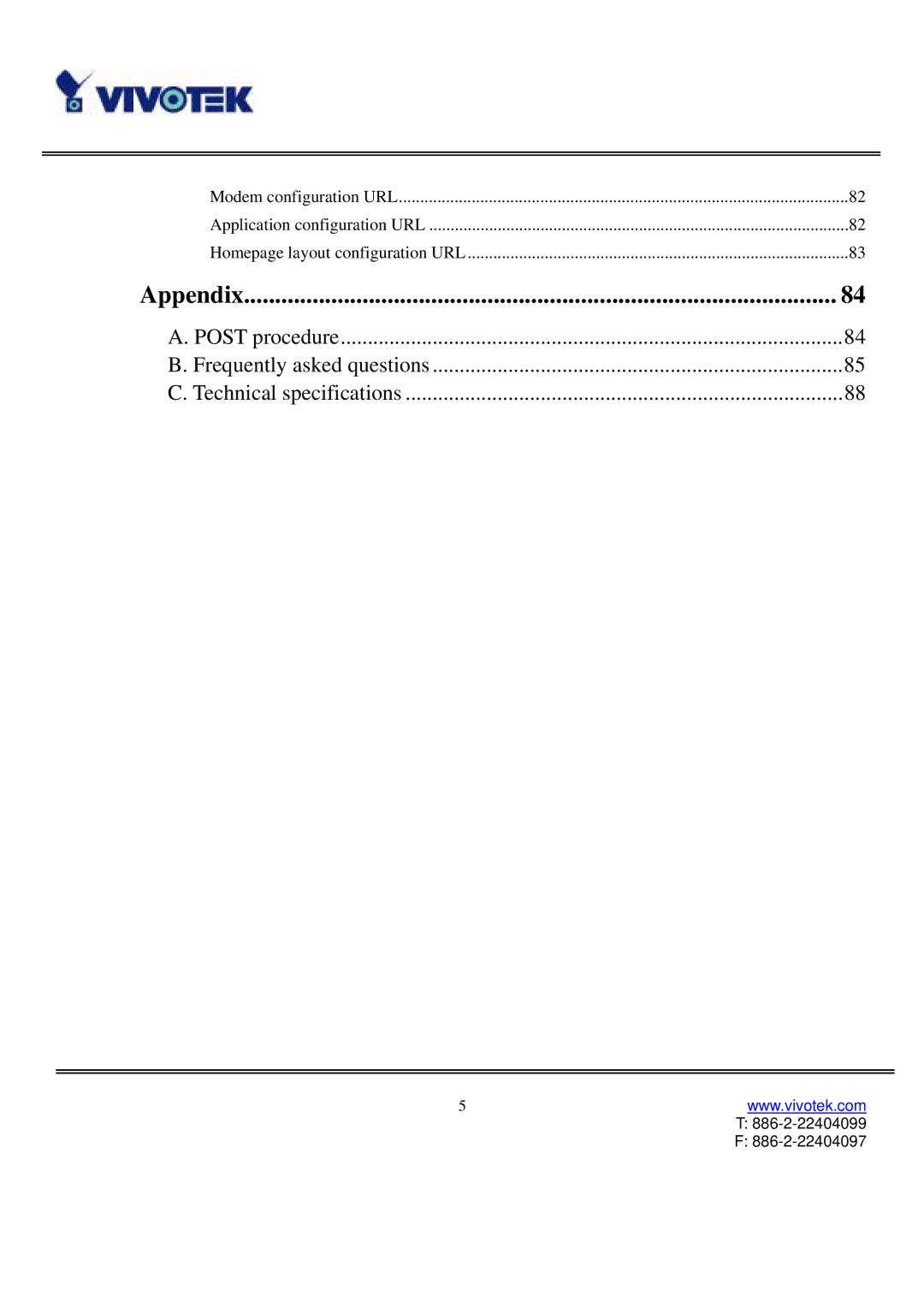 Vivotek IP3111/3121 manual Appendix 